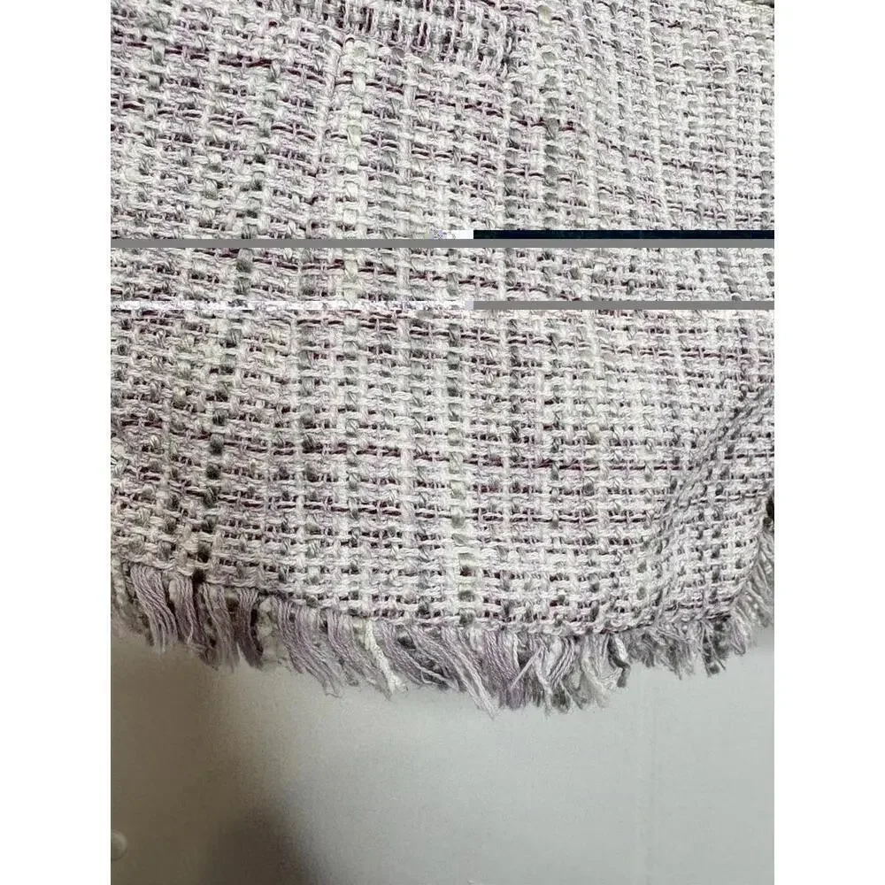 Whbm Blazer Womens 8 Tweed Fringe Cropped Feminine Girly Corpcore Lavender